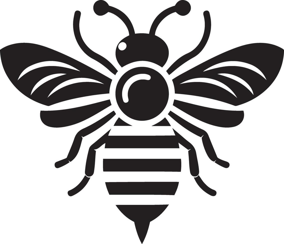 Minimalist Honey Bee Silhouette Icon on White Background vector