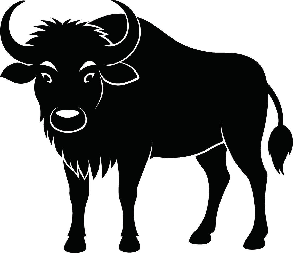 a black and white silhouette of a buffalo vector