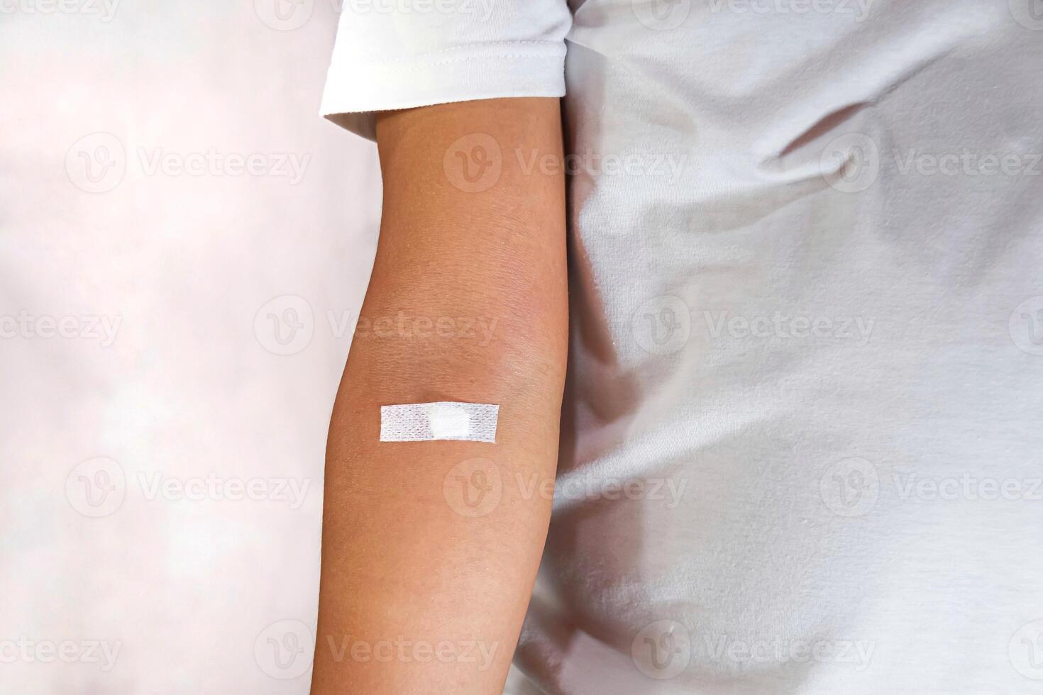 concept of blood donor, showing injection marks photo