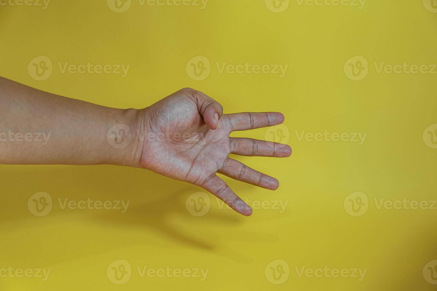 Open palm Count four with finger photo