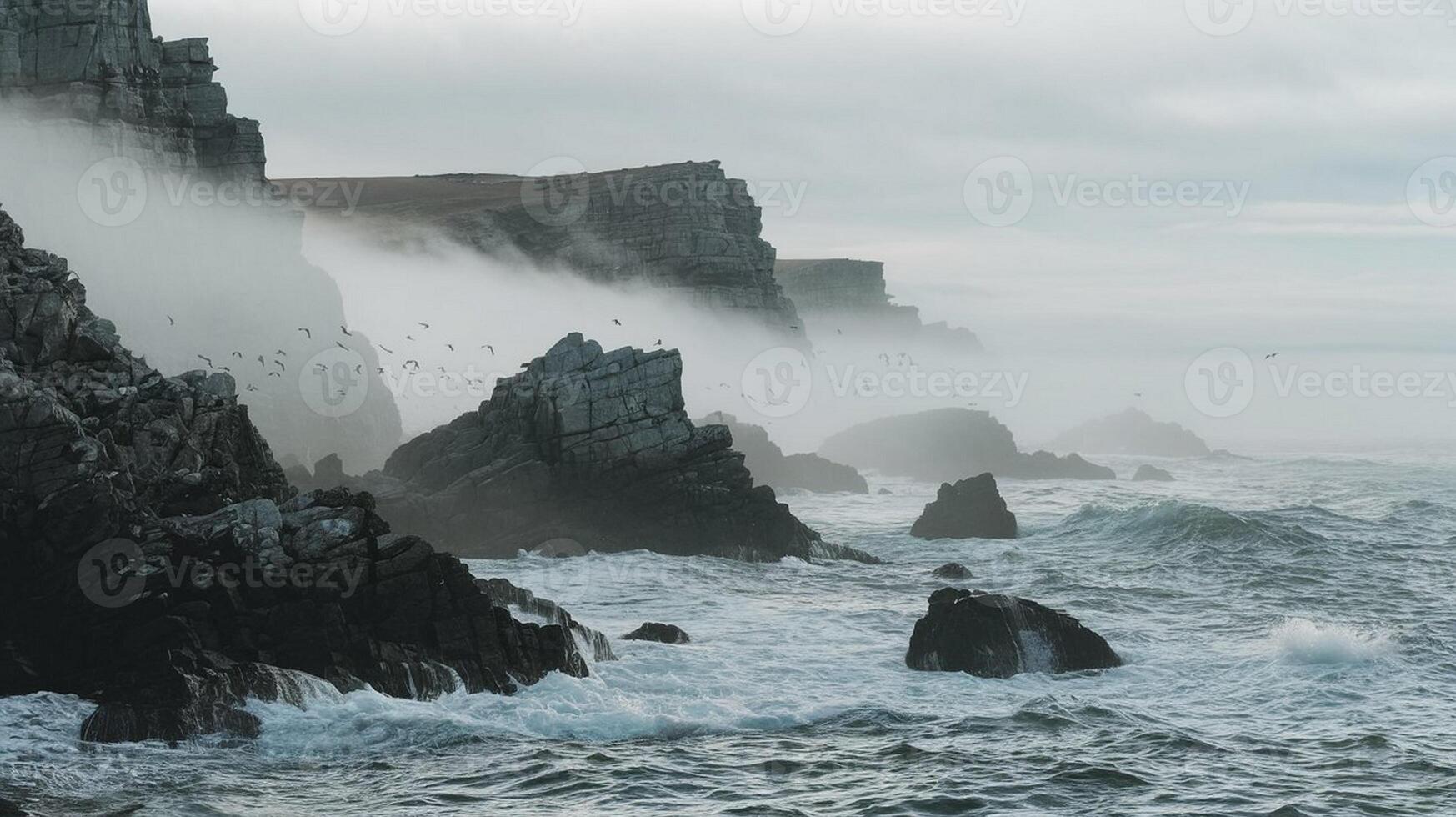 Misty Coastal Cliffs photo