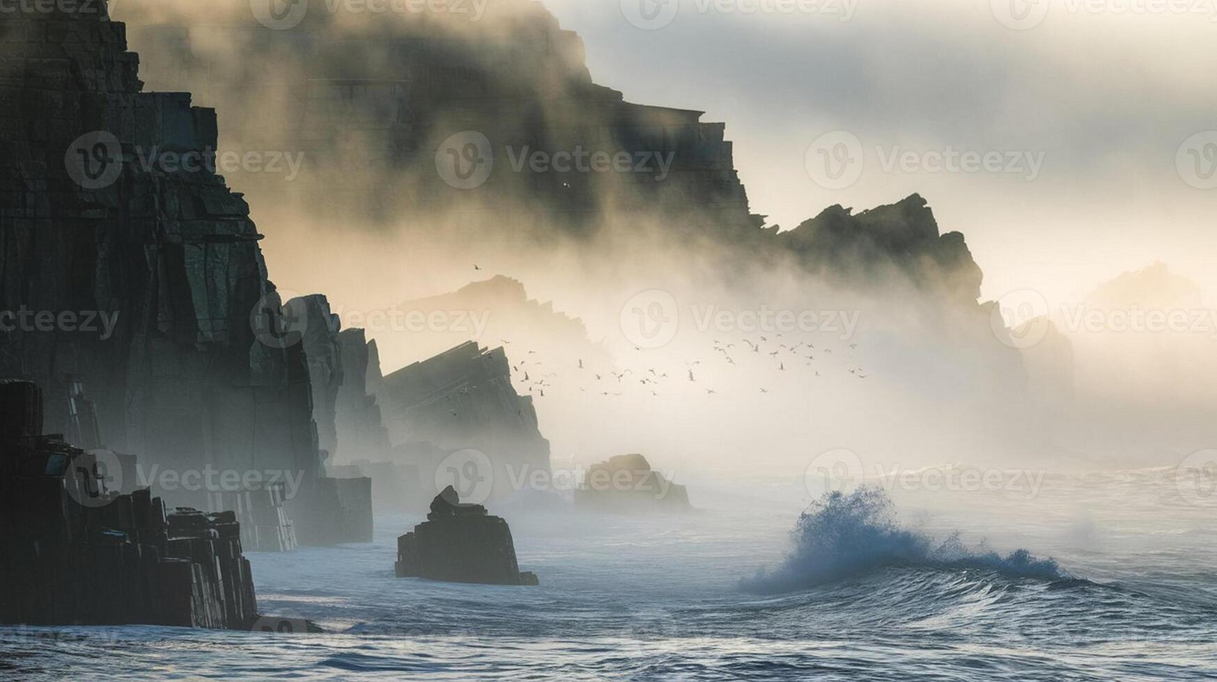 Misty Coastal Cliffs photo