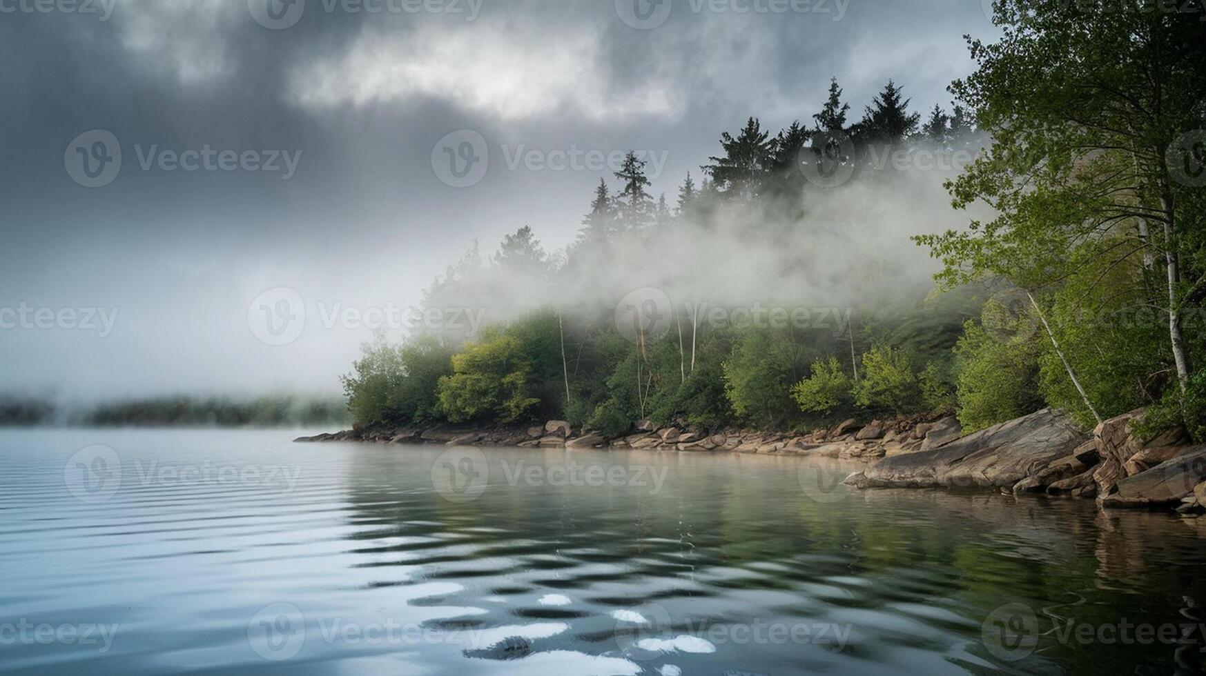 Lakeshore in Heavy Fog photo