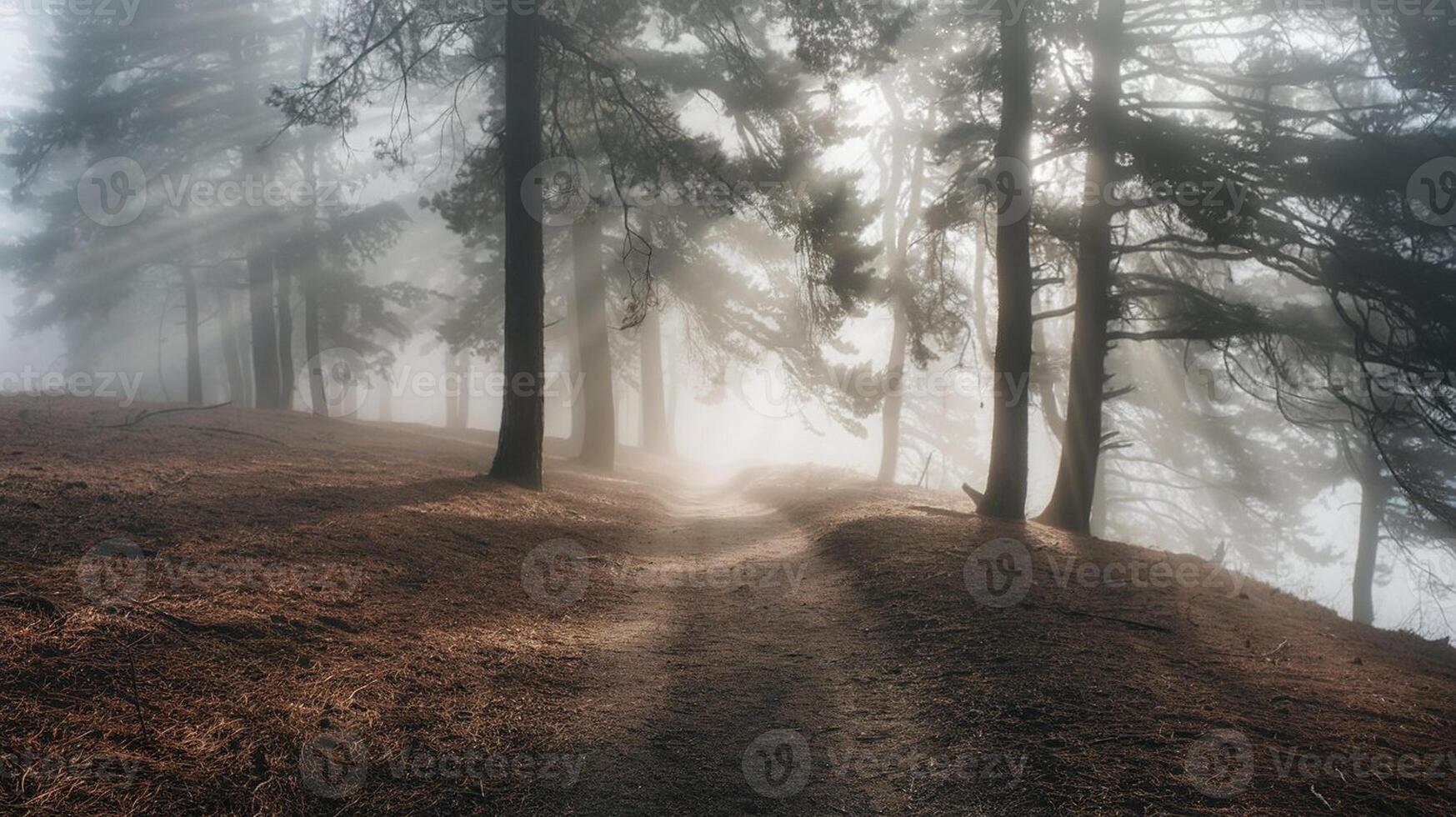 Foggy Pine Forest Trail photo