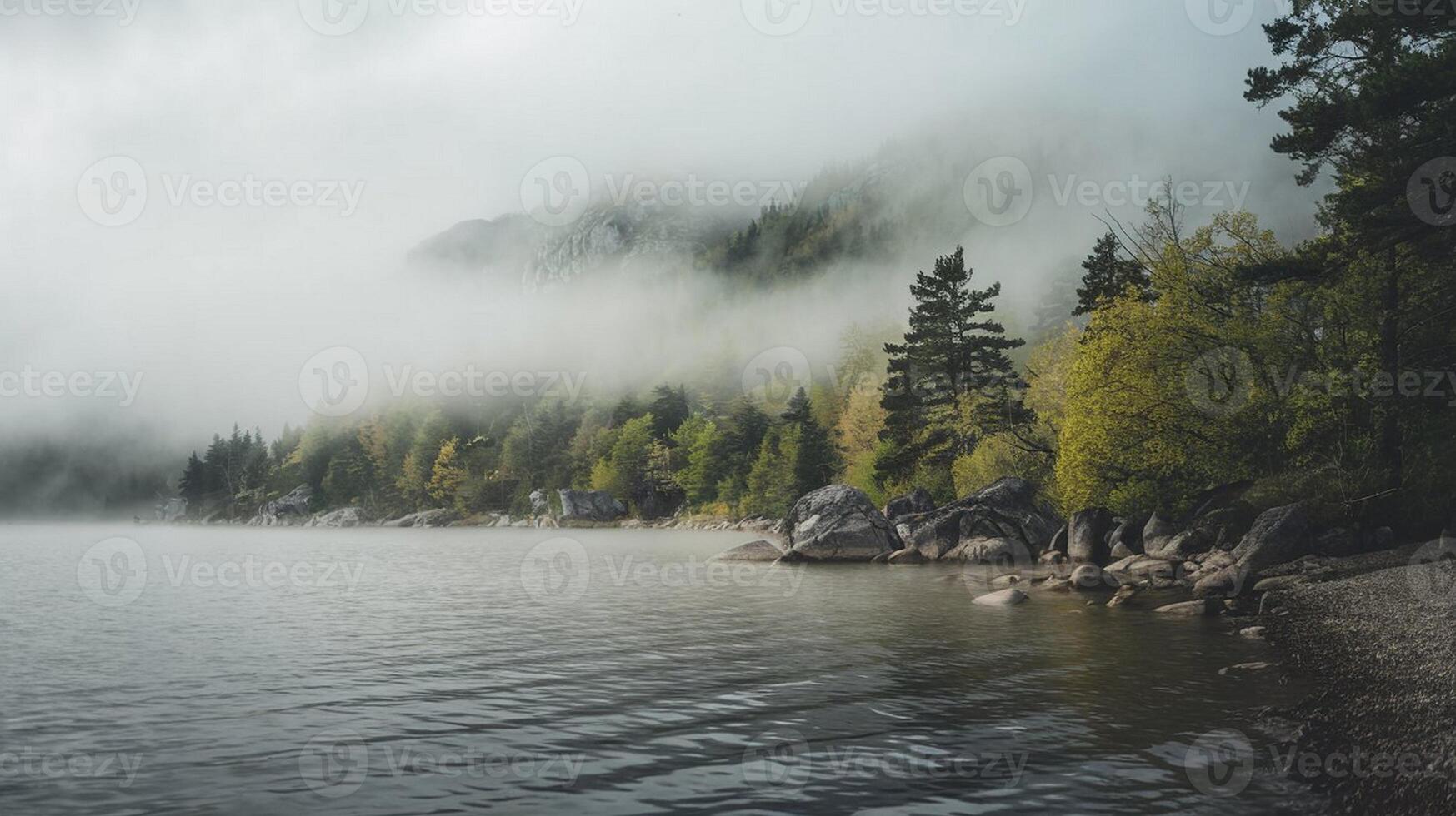 Lakeshore in Heavy Fog photo