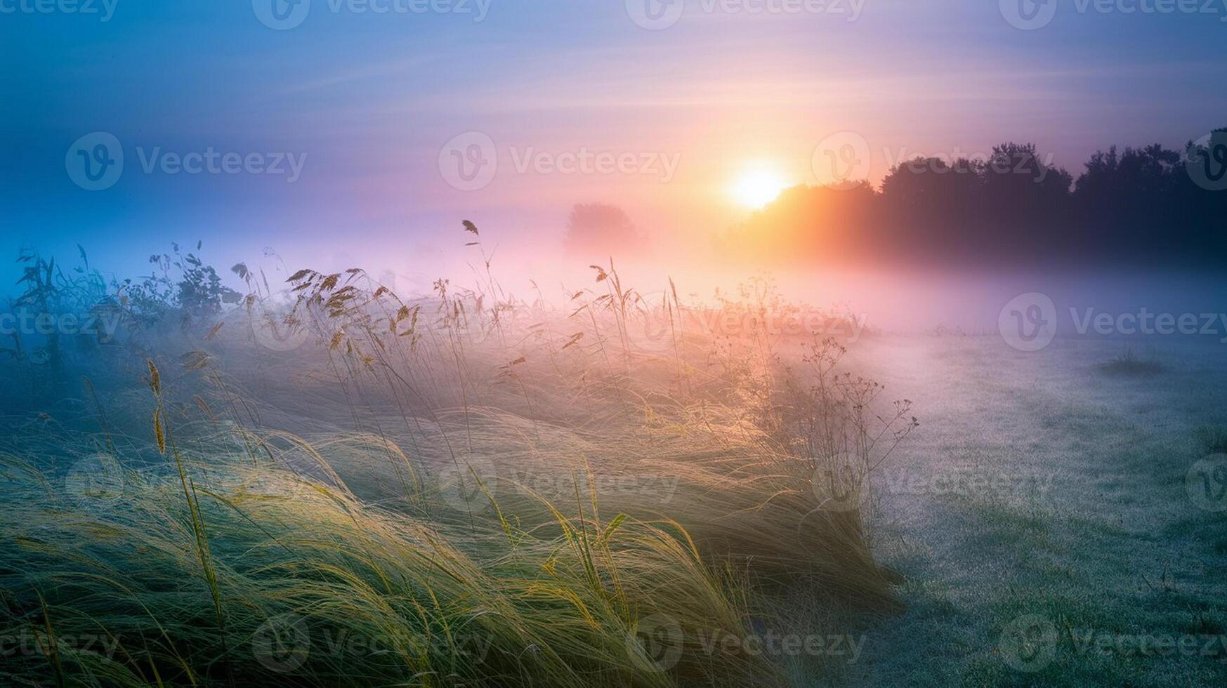 Foggy Meadow at Sunrise photo