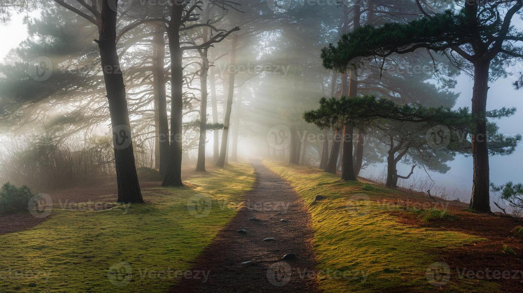 Foggy Pine Forest Trail photo