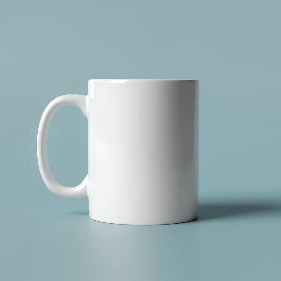 Empty coffee mug template ready for your creative input photo
