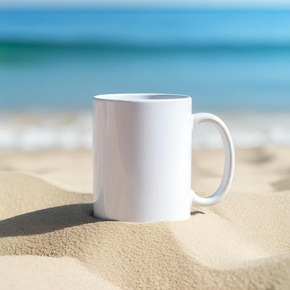Unadorned coffee mug mockup to feature custom designs photo