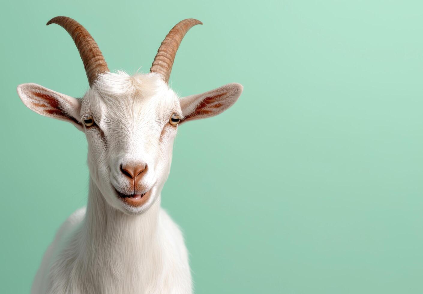Closeup of a smiling goat. . photo