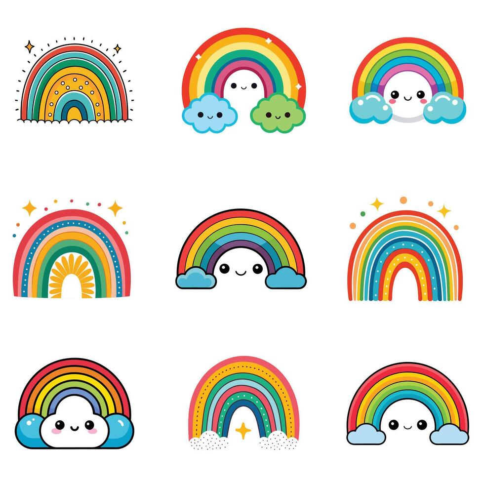 Rainbow set of icons vector