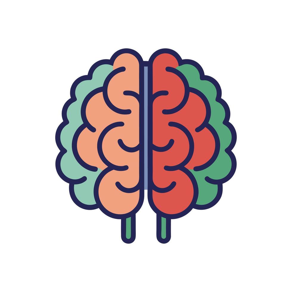 A brain icon with two sides vector
