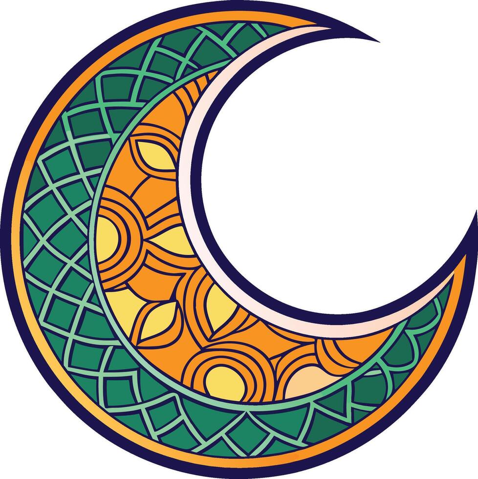 A crescent with a pattern in the middle vector