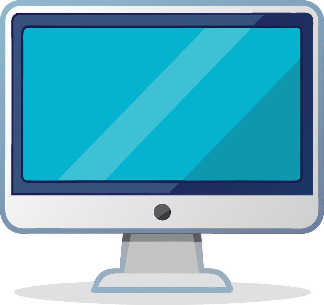 Computer monitor with blue screen on white background vector