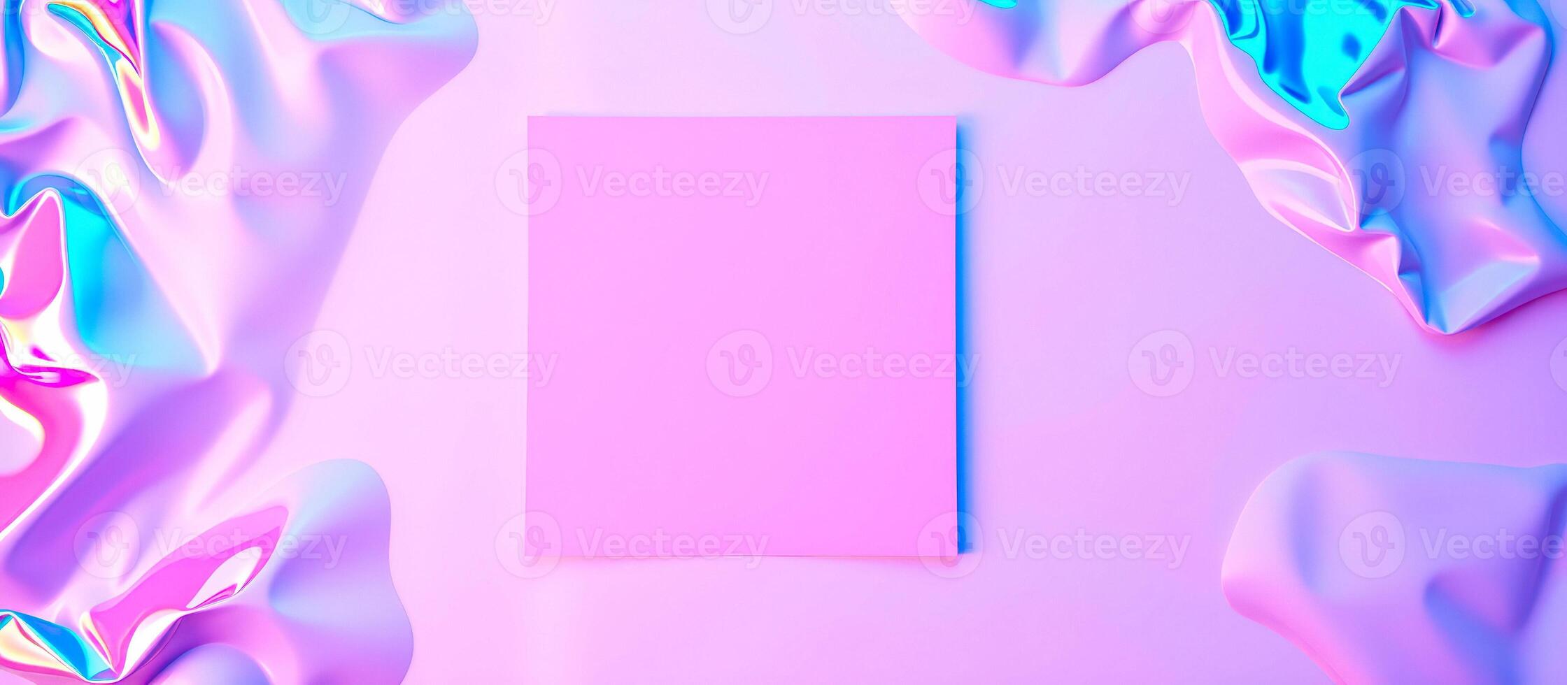Abstract Pink and Blue Background with a Blank Pink Square photo