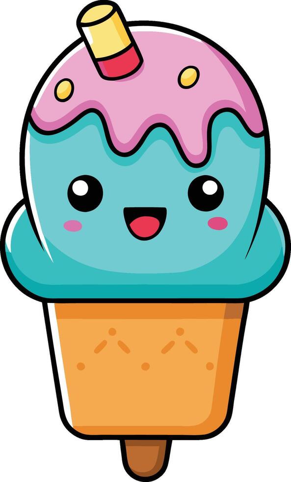An ice cream cone with a pink and blue ice cream vector