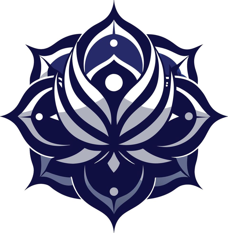 A blue and white logo with a lotus flower vector