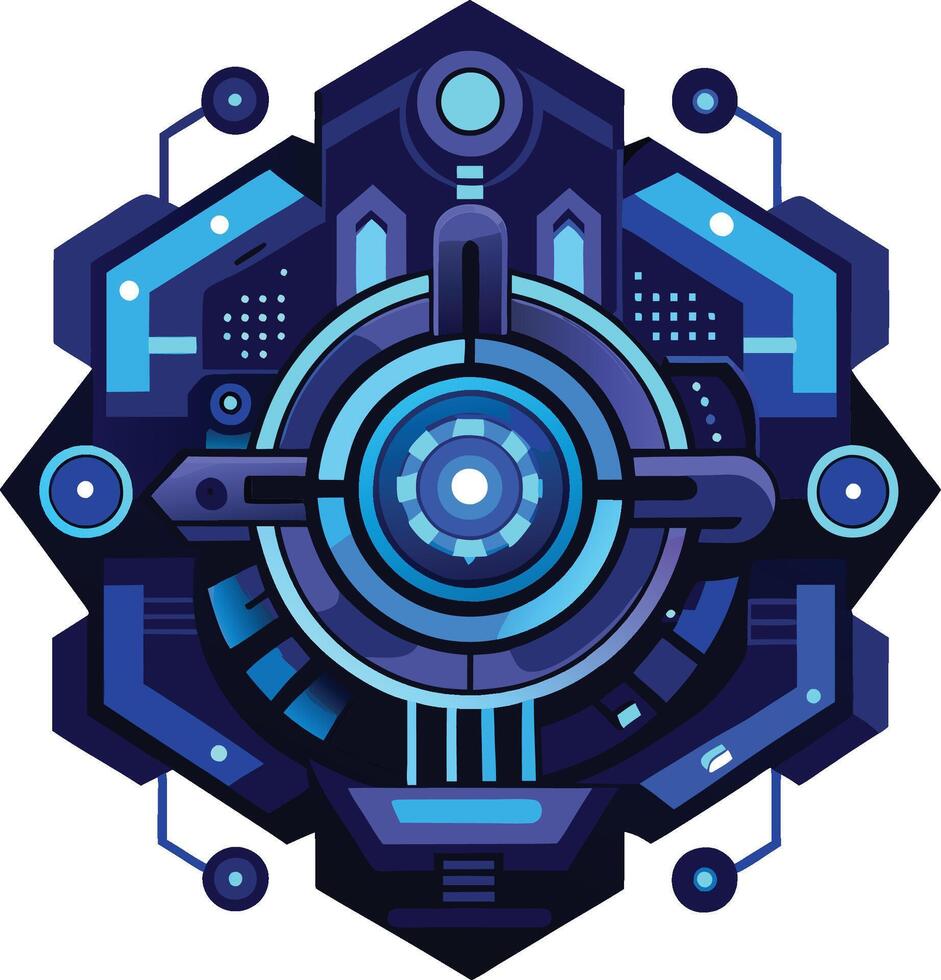 A futuristic design with a blue and black background vector