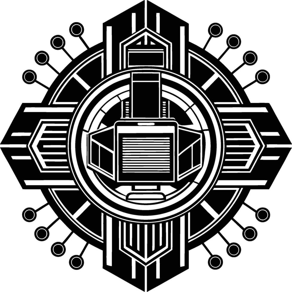 The logo for the company is a black and white image vector