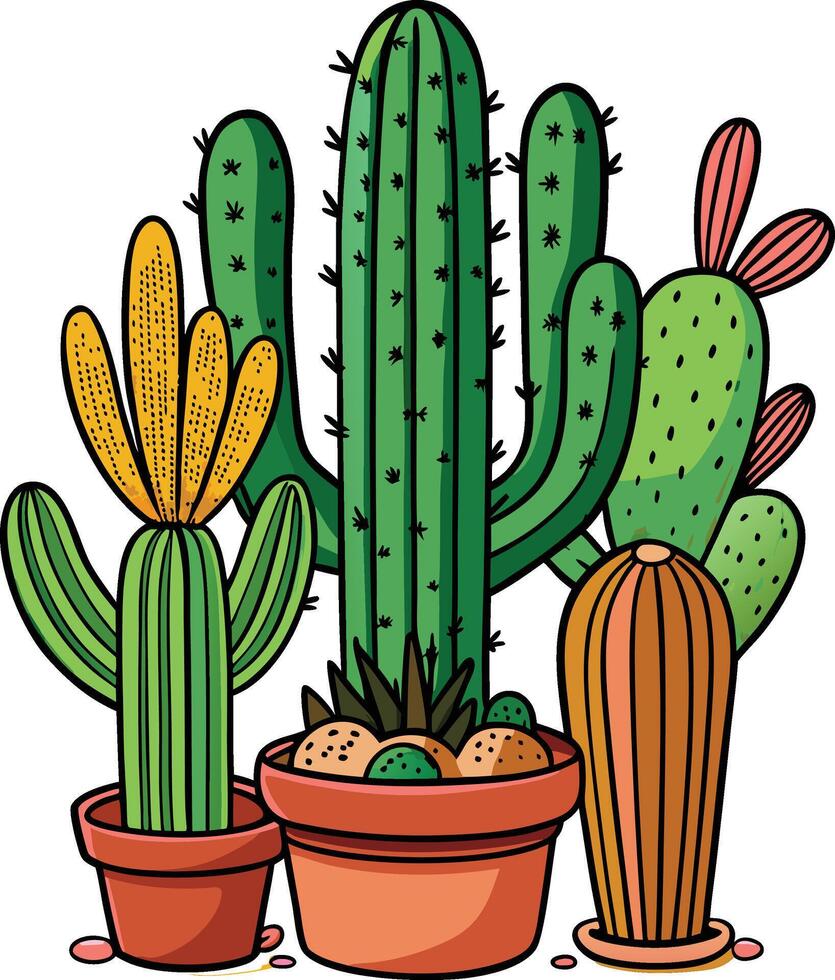 Stylized Cacti in Form vector