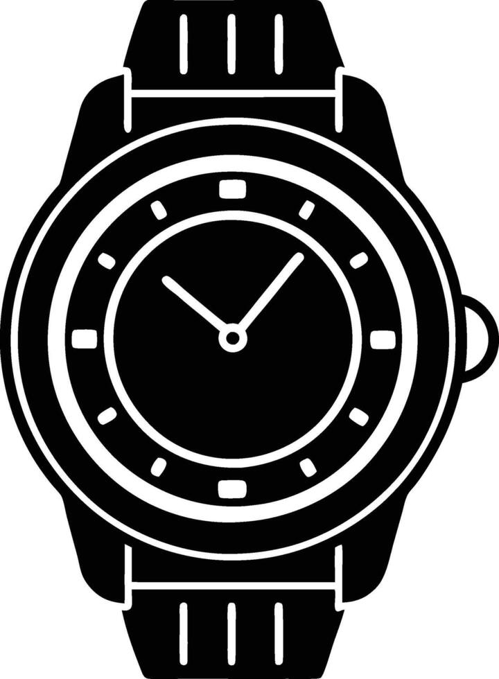 A black and white watch on a white background vector