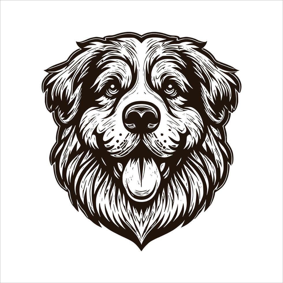 A dog head with a long beard and a long tongue vector
