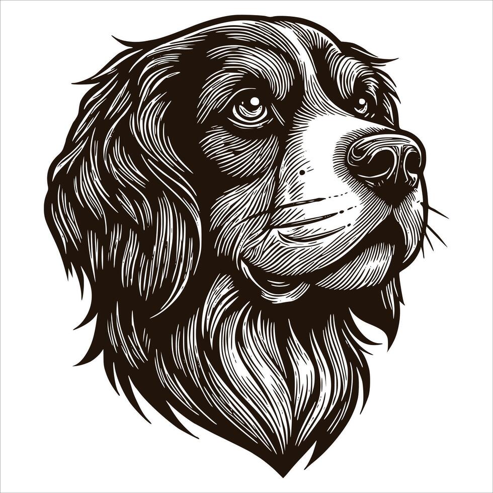 A dog head in a woodcut style vector