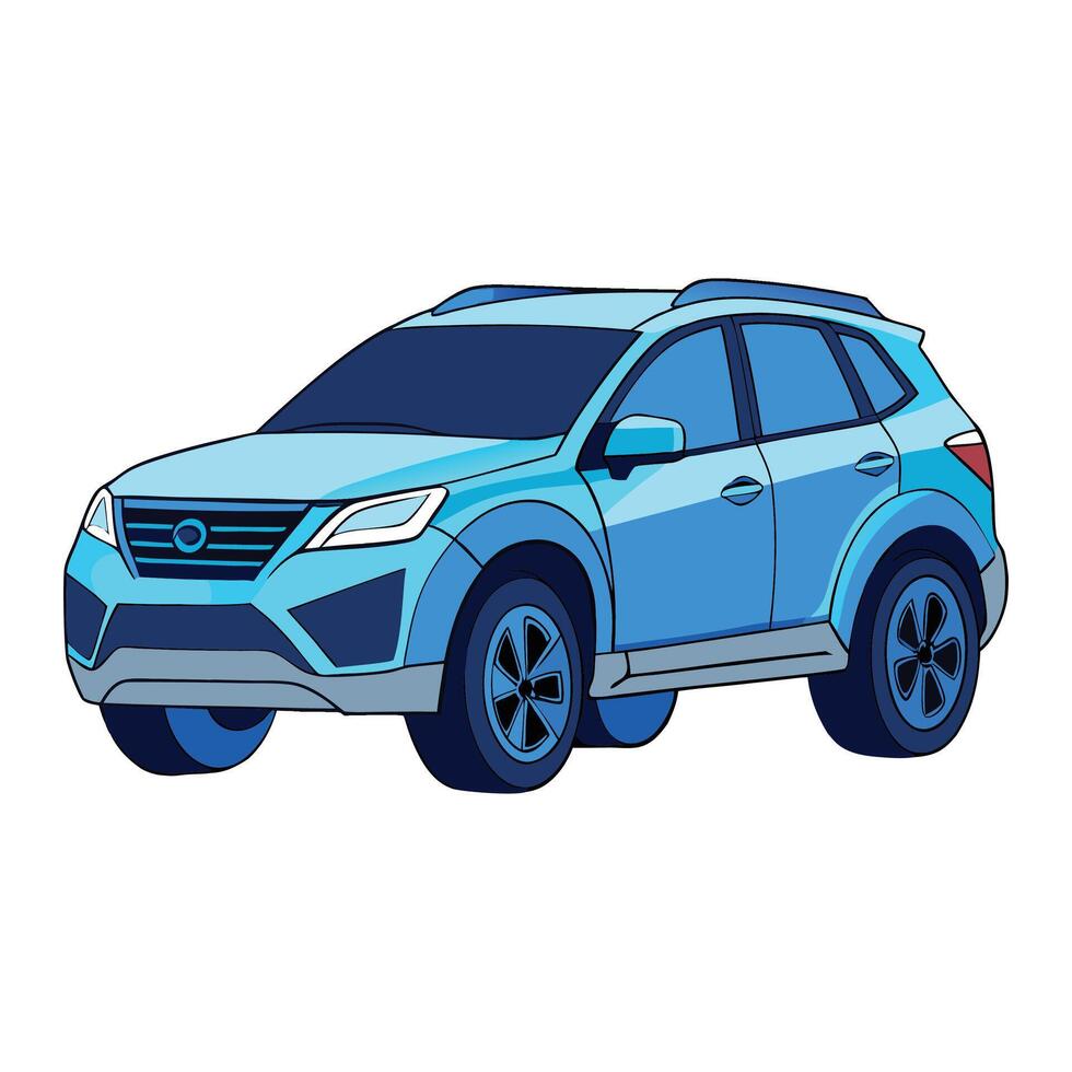 crossover car crystal blue color illustration design on white background vector