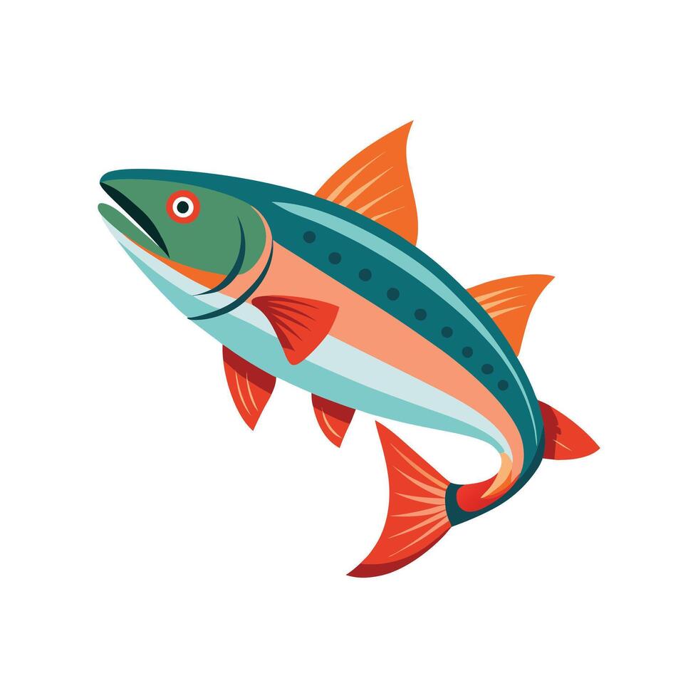 Graceful Salmon Fish Swimming Upstream-Vector Illustration vector