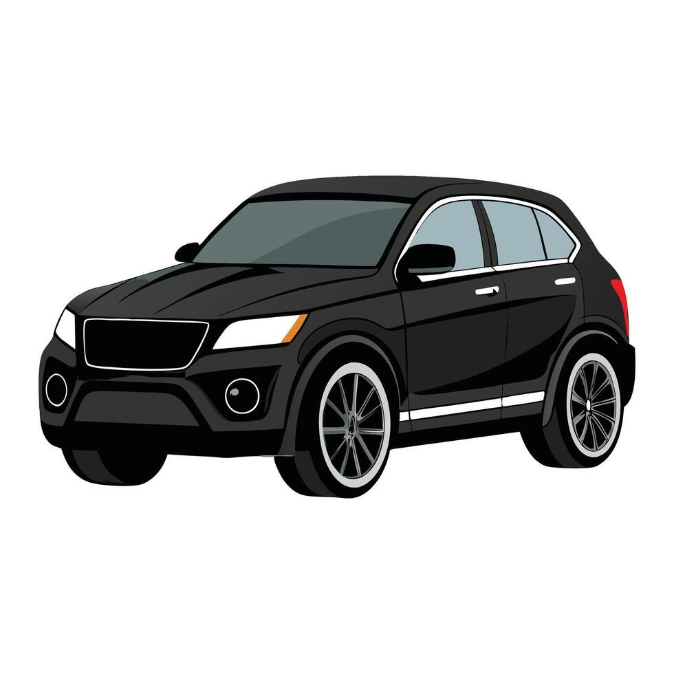 crossover car jet black color illustration design on white background vector