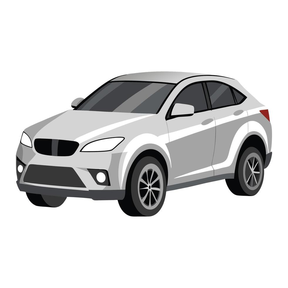 crossover car metallic silver color illustration design on white background vector