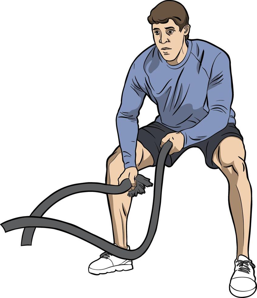 Dynamic Exercise with Battle Ropes vector