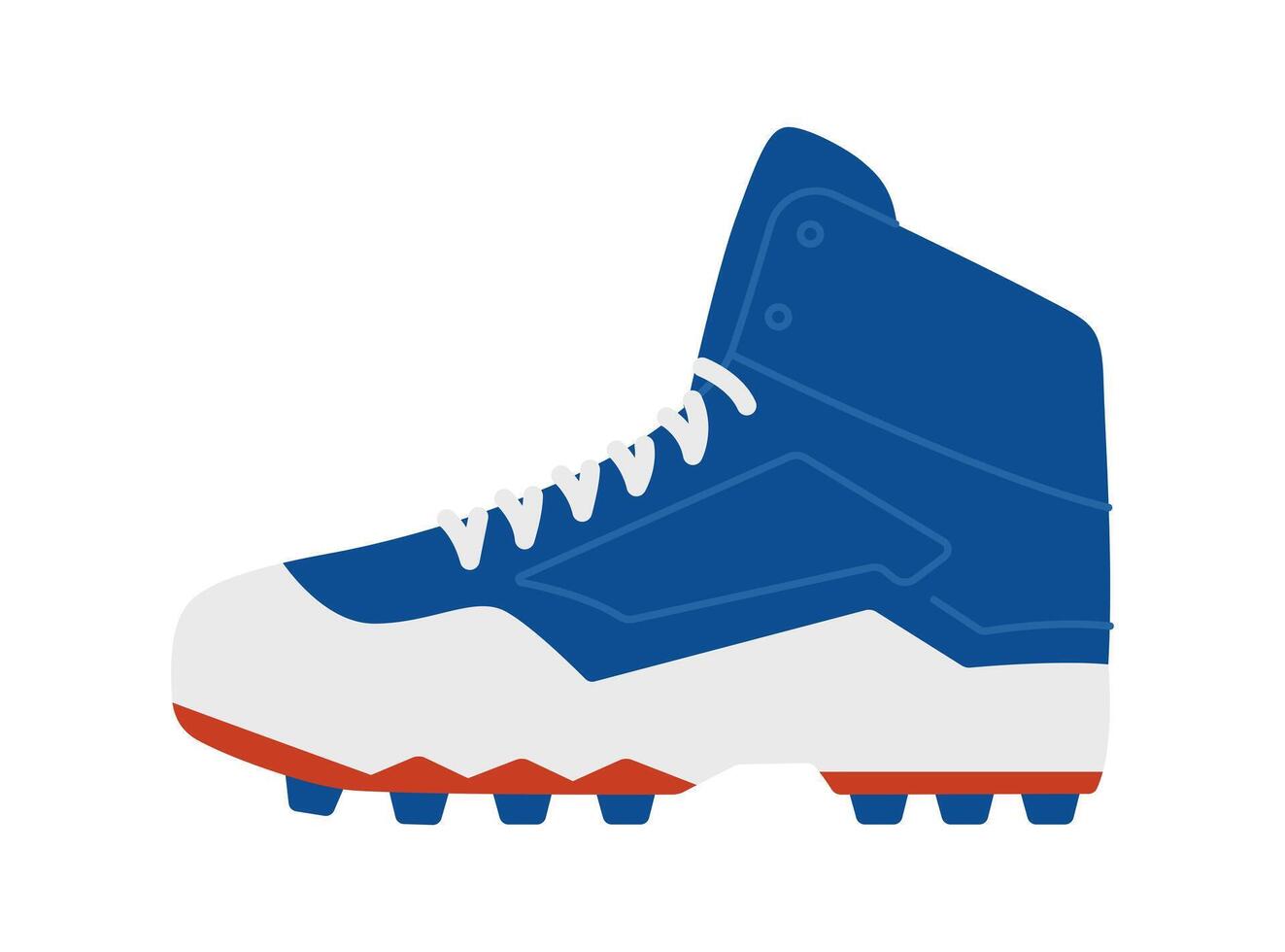 Football cleats with spikes. Professional sports player boots. Blue and white footwear. Athletic sneakers. Flat illustration isolated on white background vector