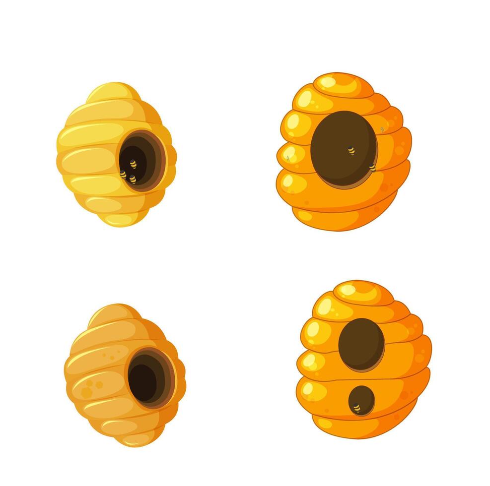 Honey bee home 4 set vector