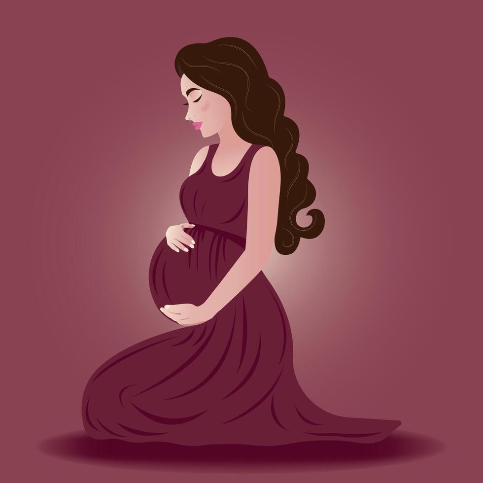 Pregnant girl in flat style vector