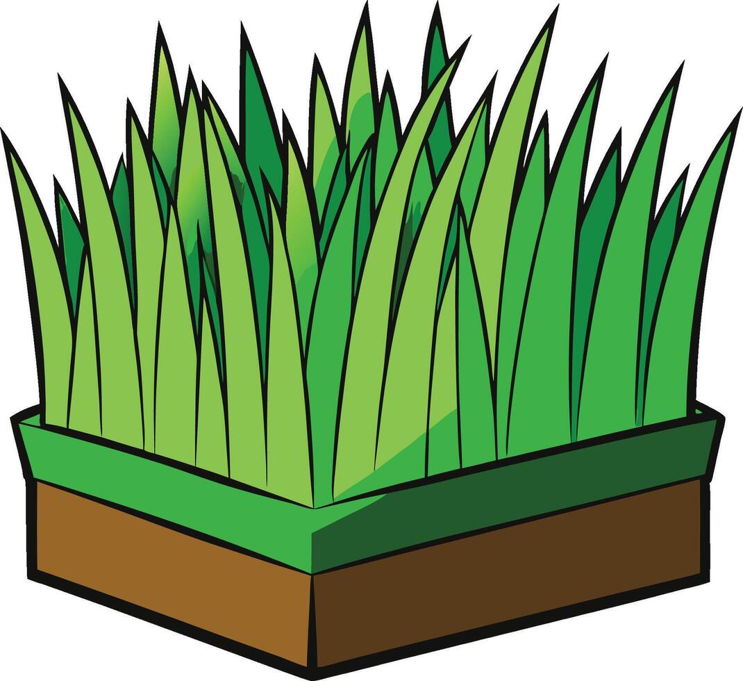 A cartoon grass in a box on a white background vector