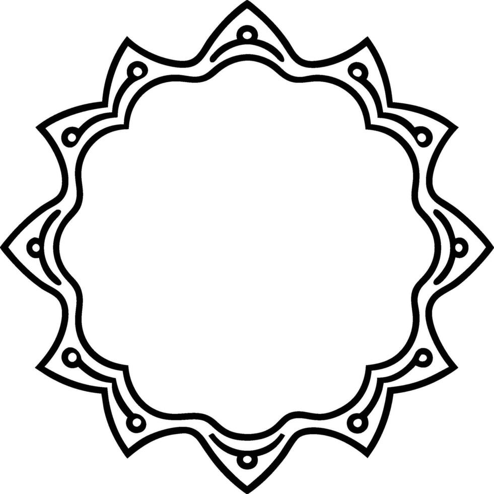 A black and white drawing of a circular frame vector
