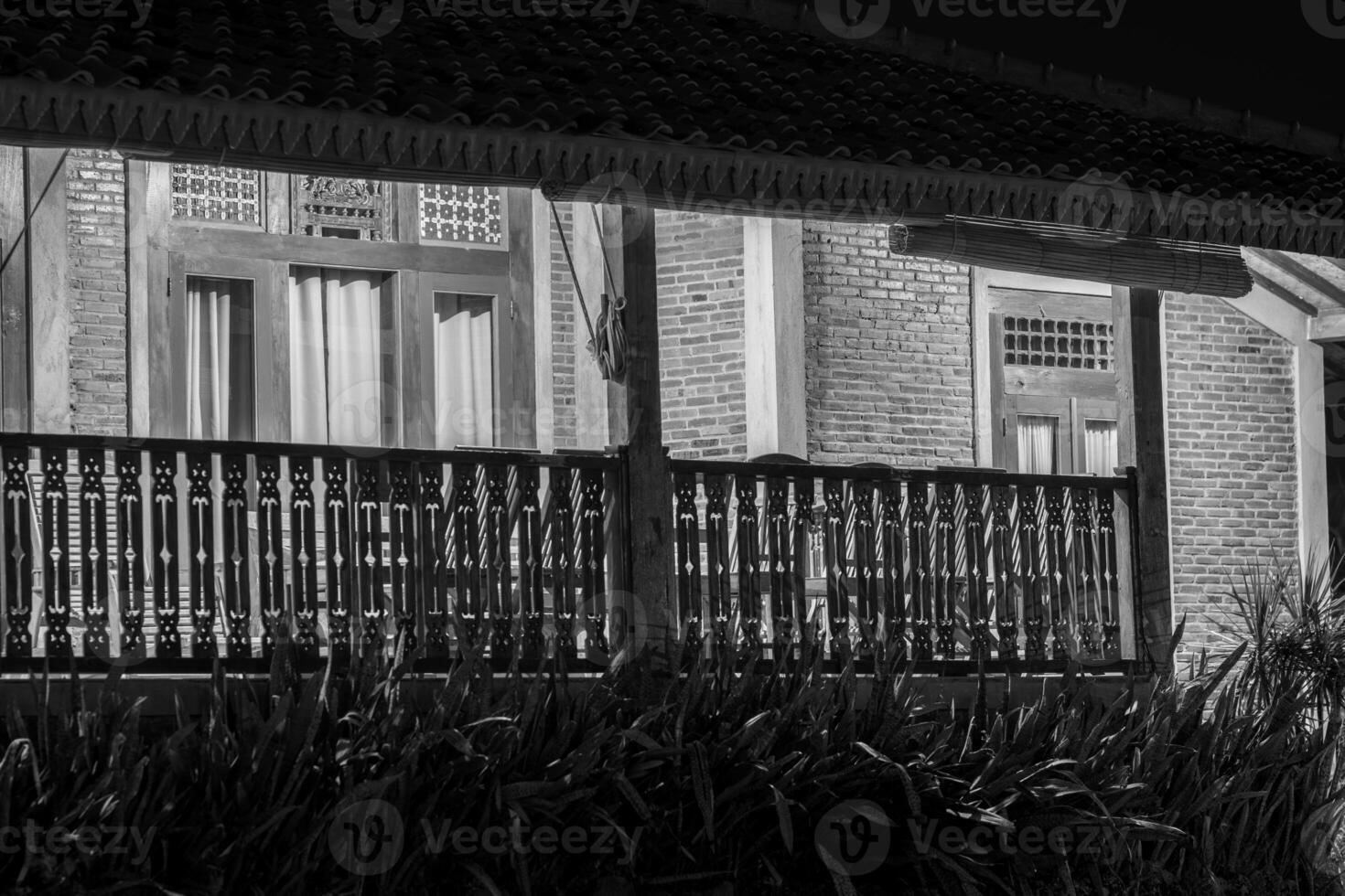 Monochrome Beauty of a Traditional Joglo House. Authentic Traditional Architecture. photo