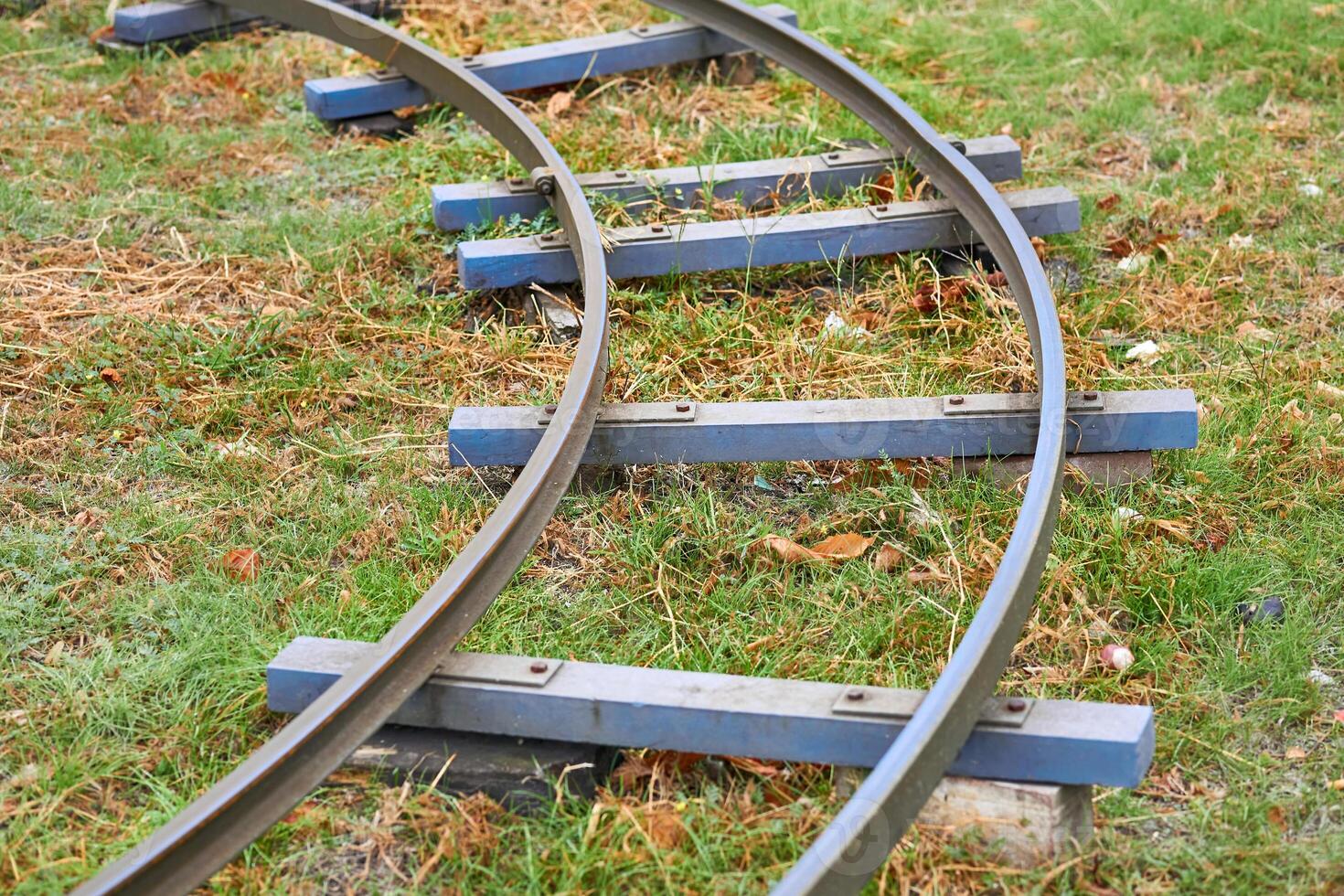 Rails and sleepers. Part of a mini railway photo