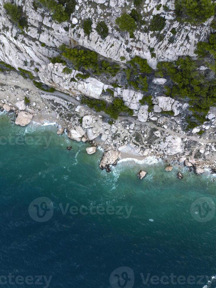 Adriatic Sea with coastal cliffs. Panorama, view from above. Croatia photo