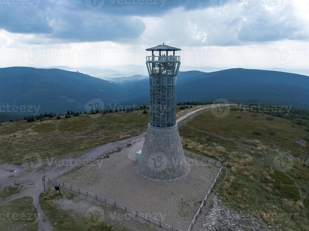 Observation tower on the peak of Mount Kralicky Sneznik, Eastern Sudetes on the border of Poland and the Czech Republic photo