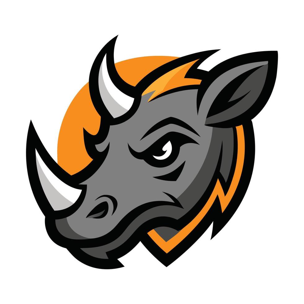 Rhino power bold and fierce logo design vector