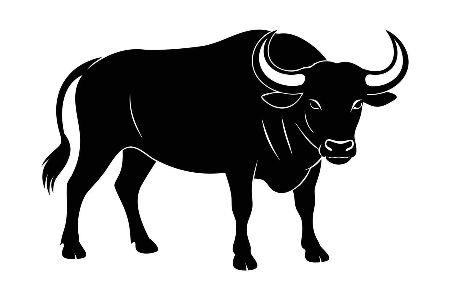 Silhouette a bull has a strong and sturdy stance vector