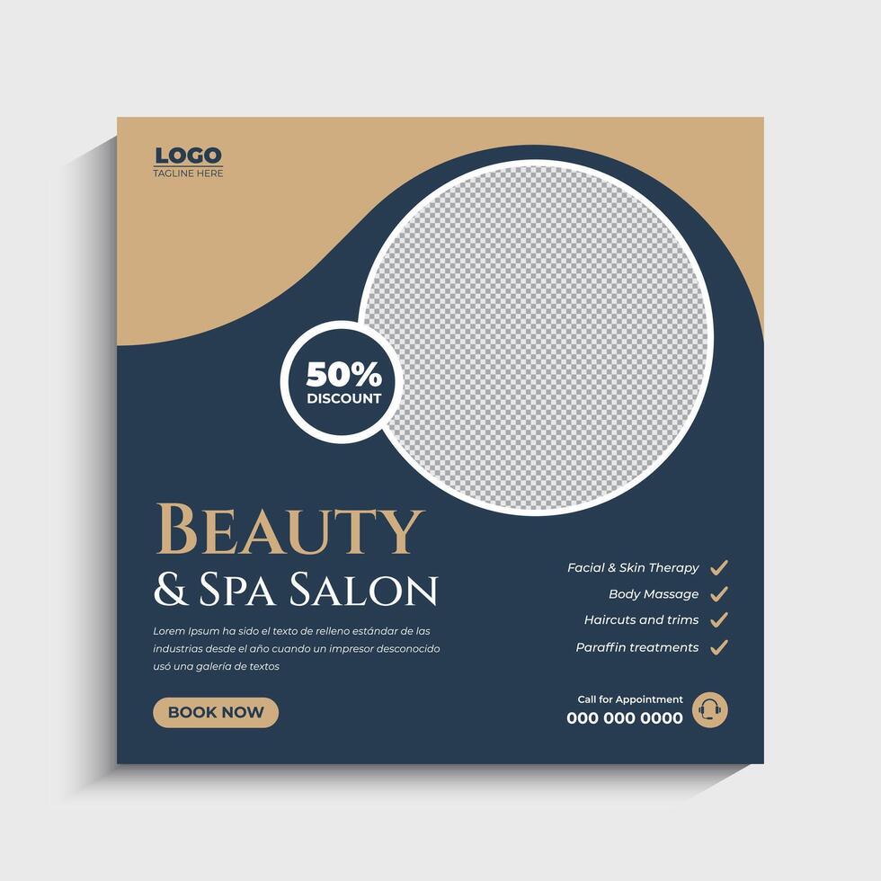 Simple Beauty and spa social media post or web banner template design vector