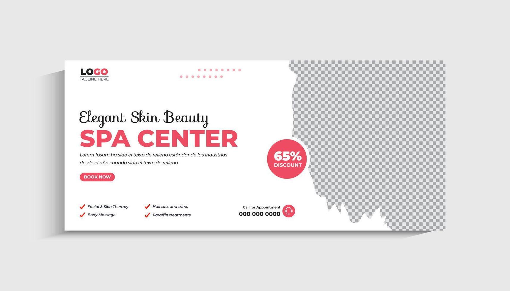 Modern Spa center social media cover or web banner template design vector
