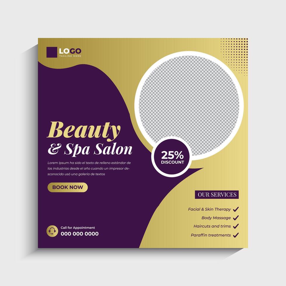 Customizable Beauty and spa social media post or web banner template vector