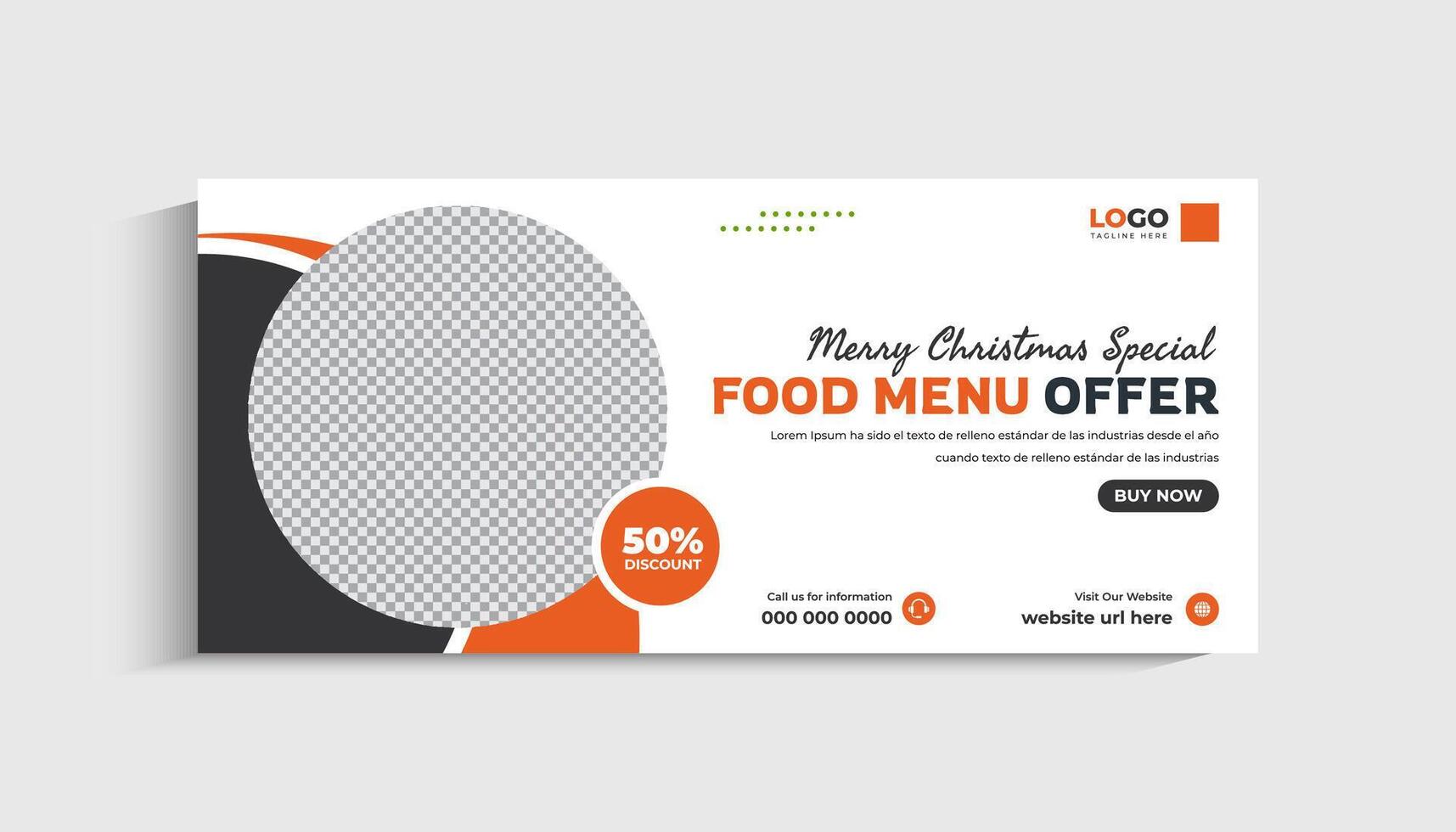 Merry Christmas Food Menu Social Media cover or web Banner Template vector
