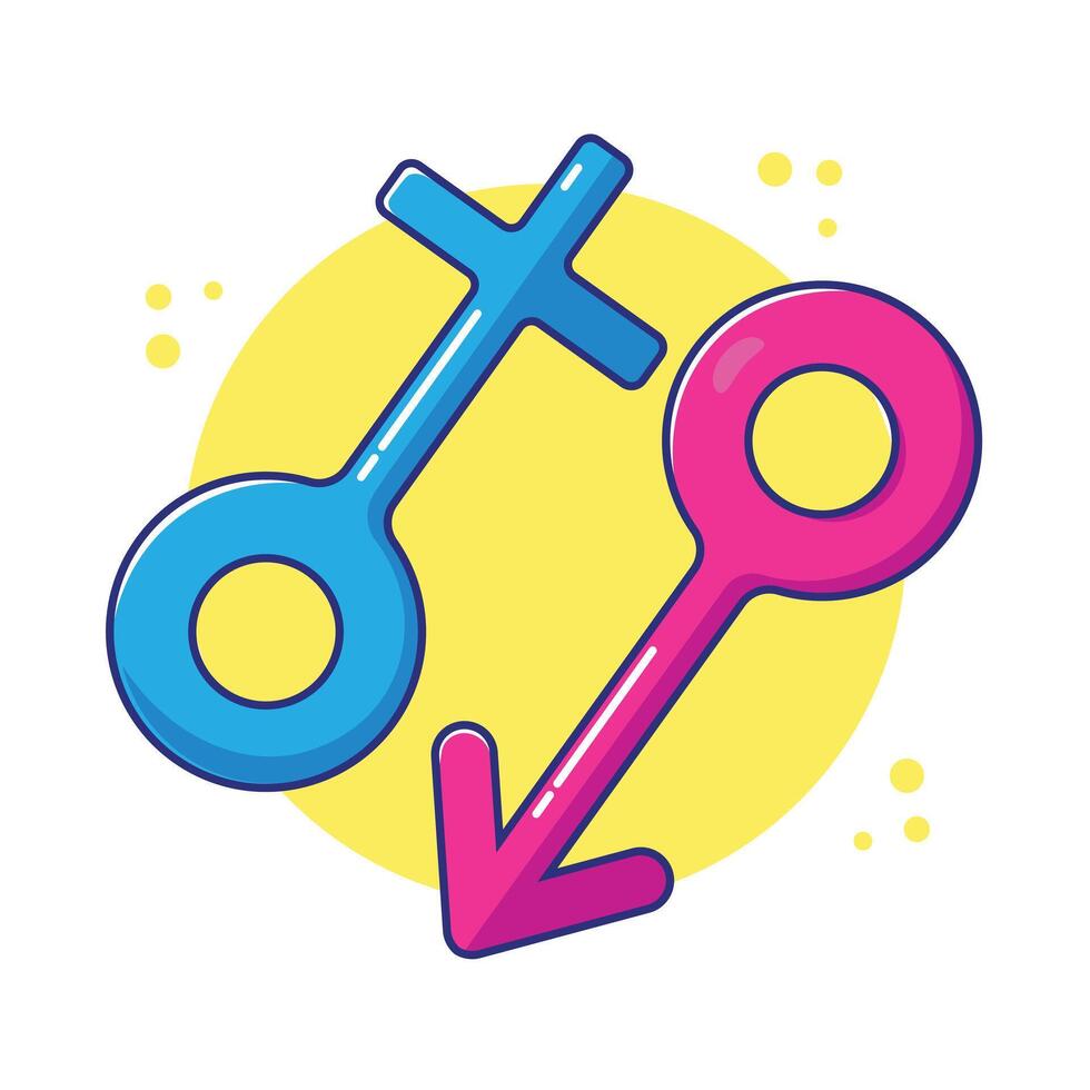 Pink and blue male female gender icon sign symbol illustration. Flat design bathroom symbol with simple concept vector