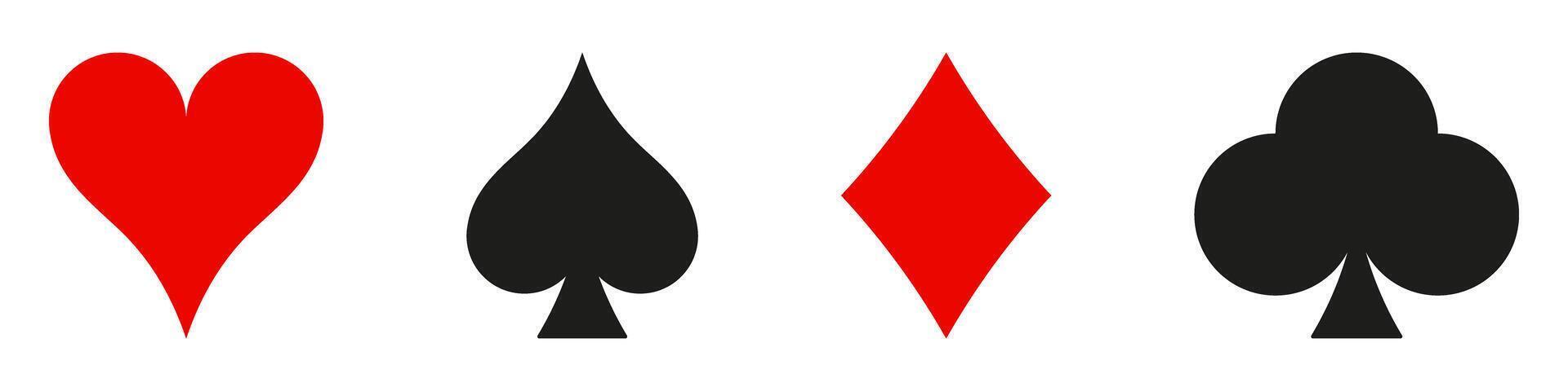 A set of four spades with red and black hearts vector