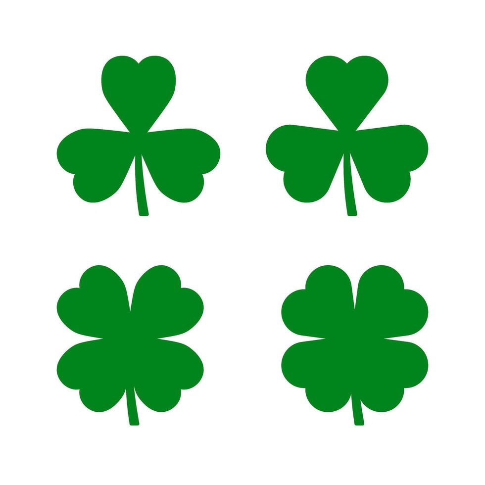 Four leaf clover clipart set vector